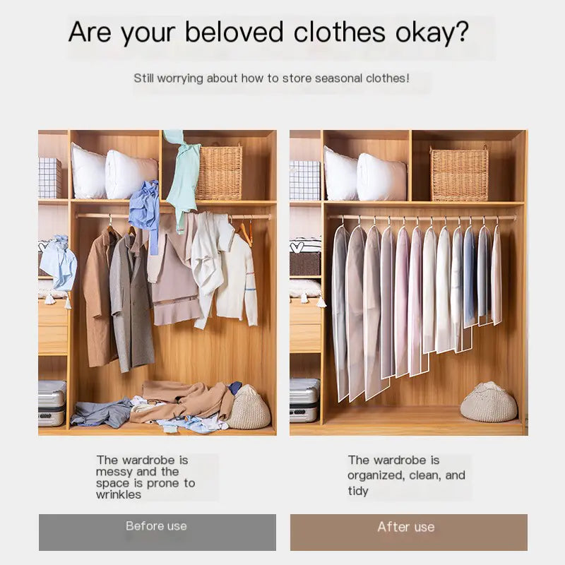 Thick PEVA Dust Cover for Suits and Clothes Storage