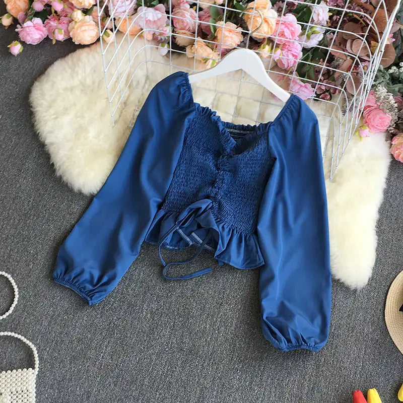 Elegant Retro Chiffon Bubble Blouse for Women