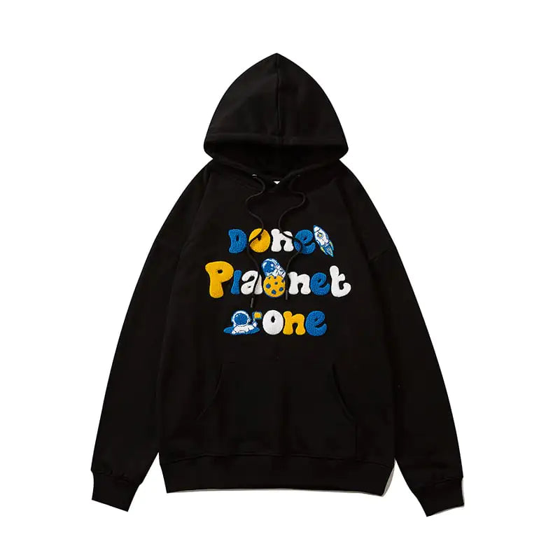 Loose Couple Pullover Top with Letter Stickers
