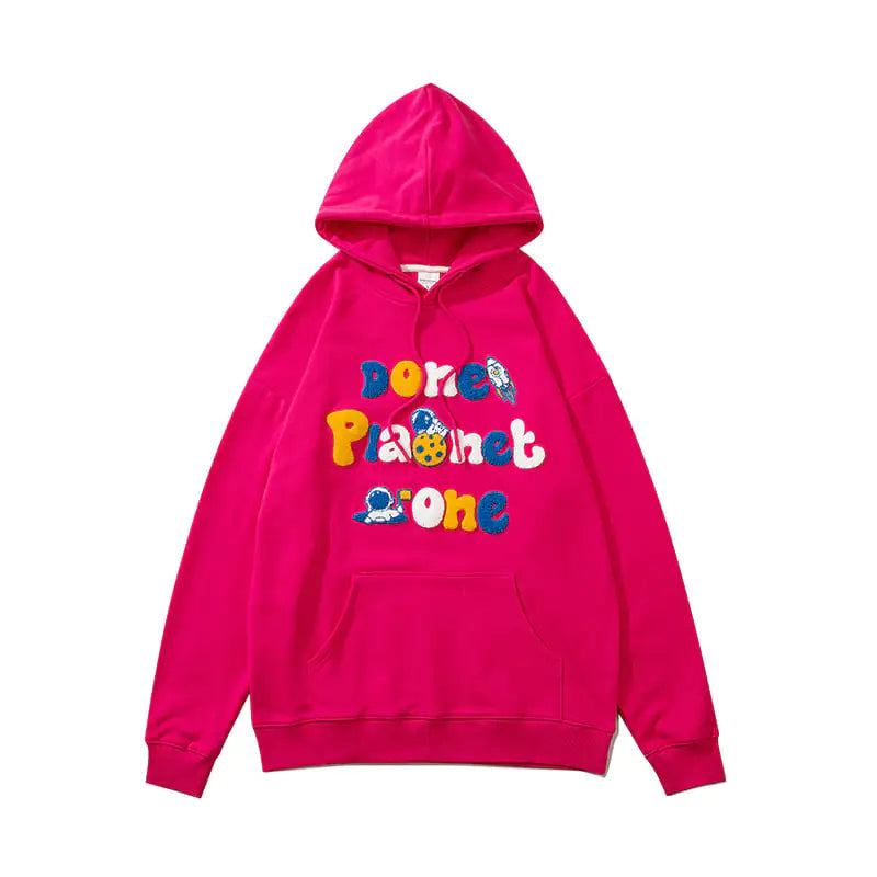 Loose Couple Pullover Top with Letter Stickers
