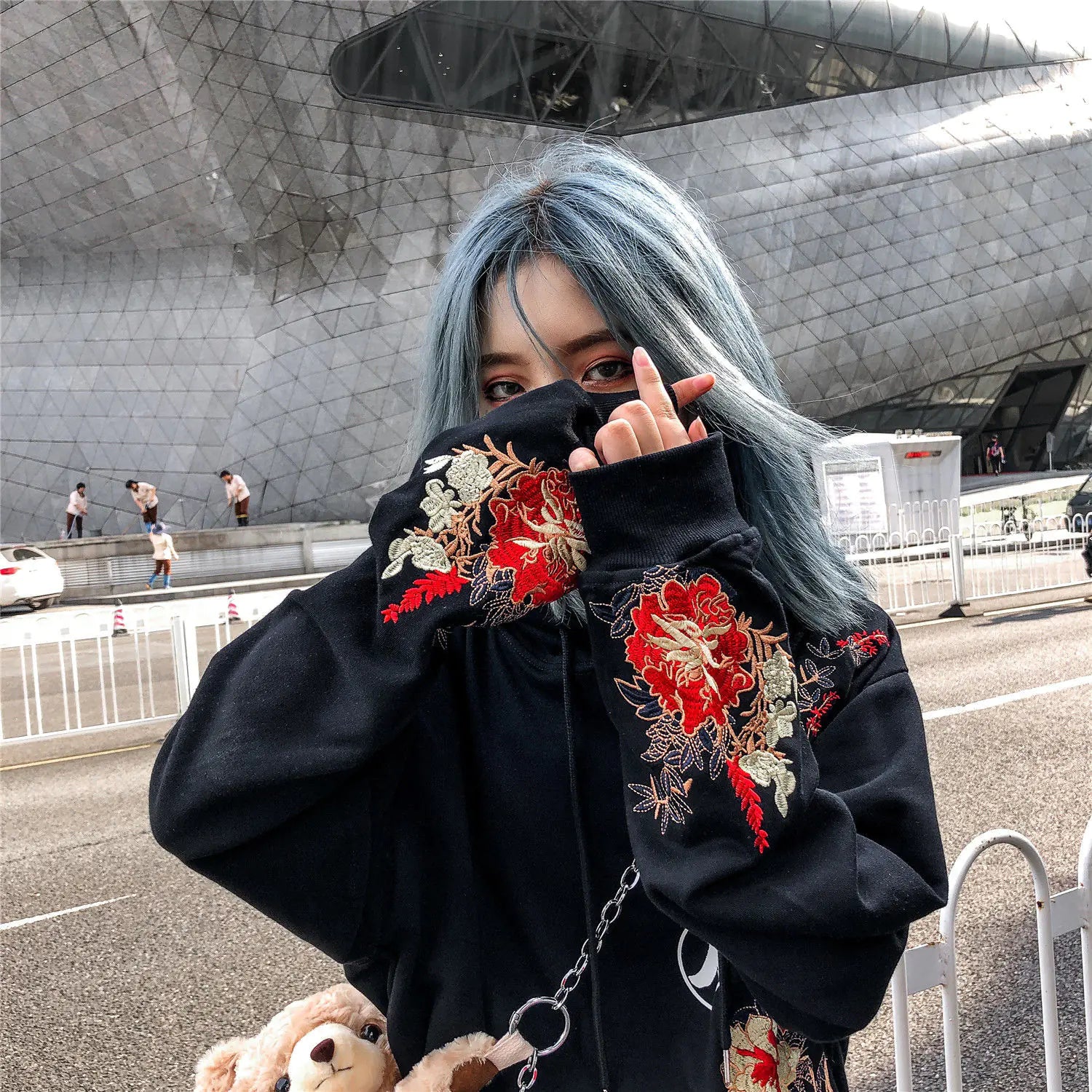 Embroidered Moon Rabbit Hooded Sweater in Chinese Style