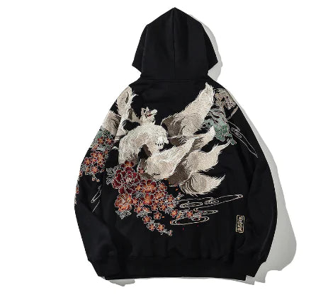Embroidered Moon Rabbit Hooded Sweater in Chinese Style