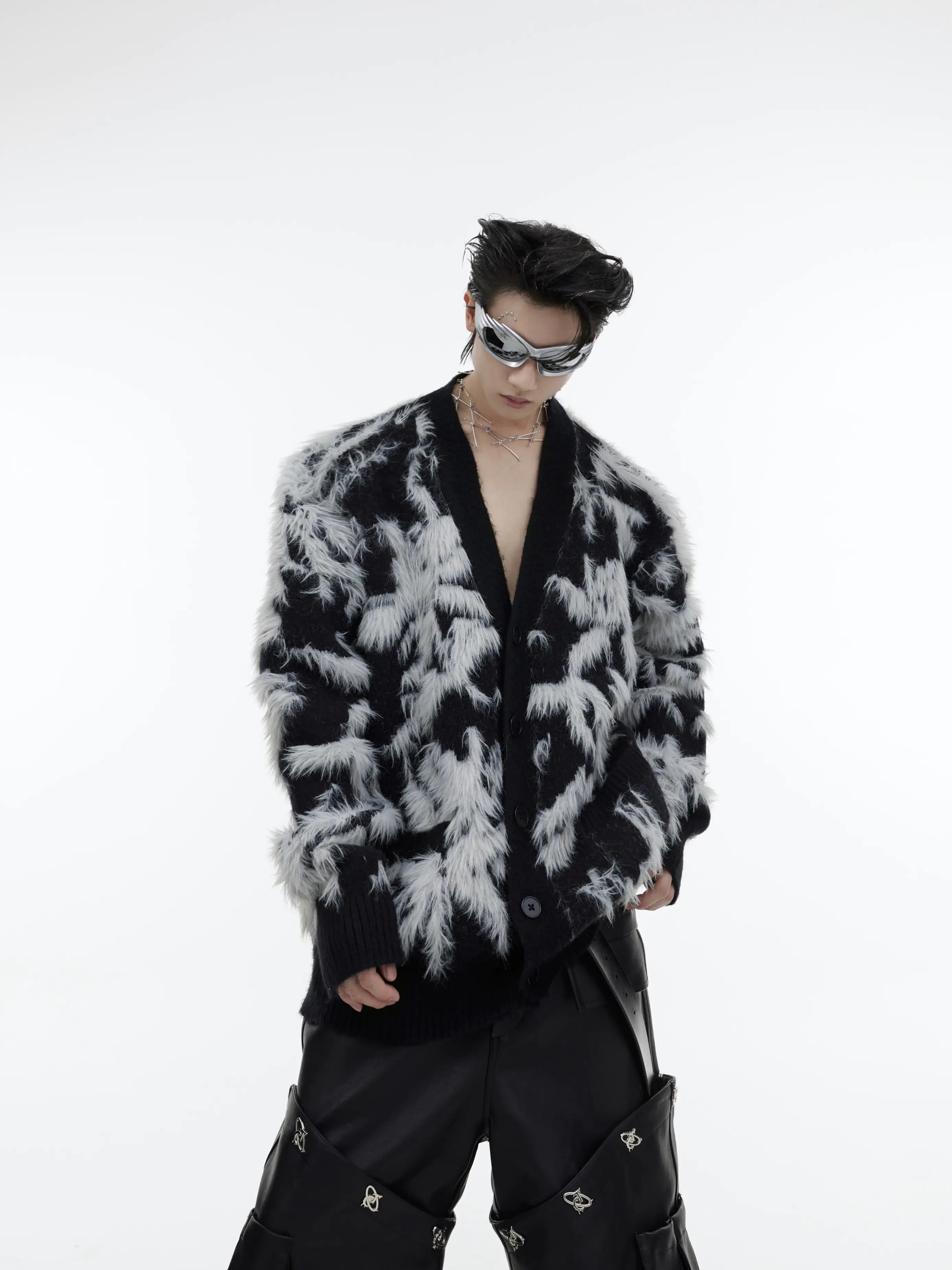 Men's Retro V-neck Knitted Sweater Jacket